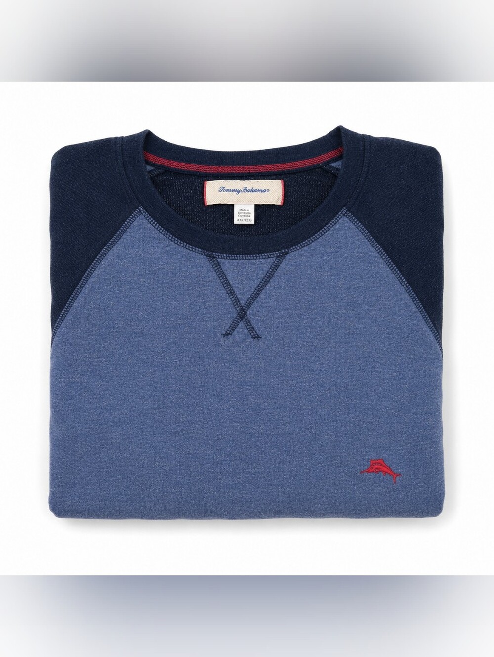Tommy Bahama Men's XXL Blue Navy Raglan Long Sleeve Shirt - Picture 6 of 6